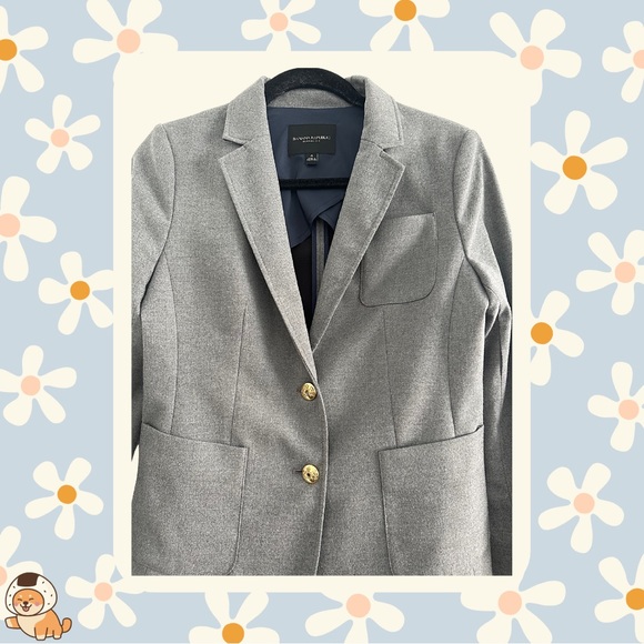 Banana Republic Grey Equestrian Blazer Jacket, Sz 4 - Picture 4 of 13